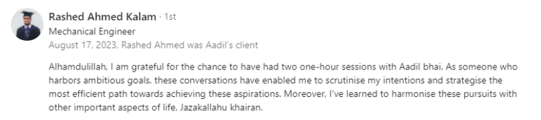 A testimonial from a client